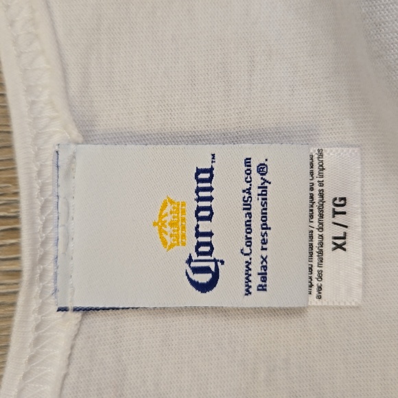 Corona Extra white, blue, & yellow cerveza beer tank top, size XL - Picture 5 of 6